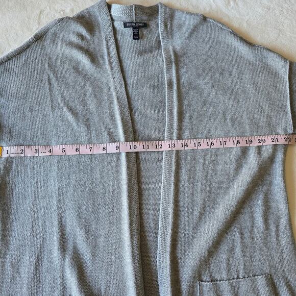 Eileen fisher Peruvian Organic Cotton Gray Long Cardigan L Layering Minimalist - Picture 8 of 11